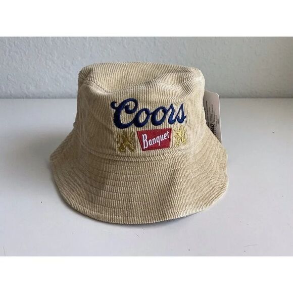 Coors Banquet Classic Logo Beige Corduroy Bucket Hat Md Engine NEW - Picture 1 of 7